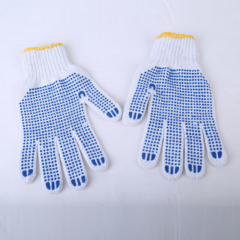 御目 勞保手套 膠手套點膠手套 工業(yè)防護工廠車間分指手套 白色800g 12雙1打